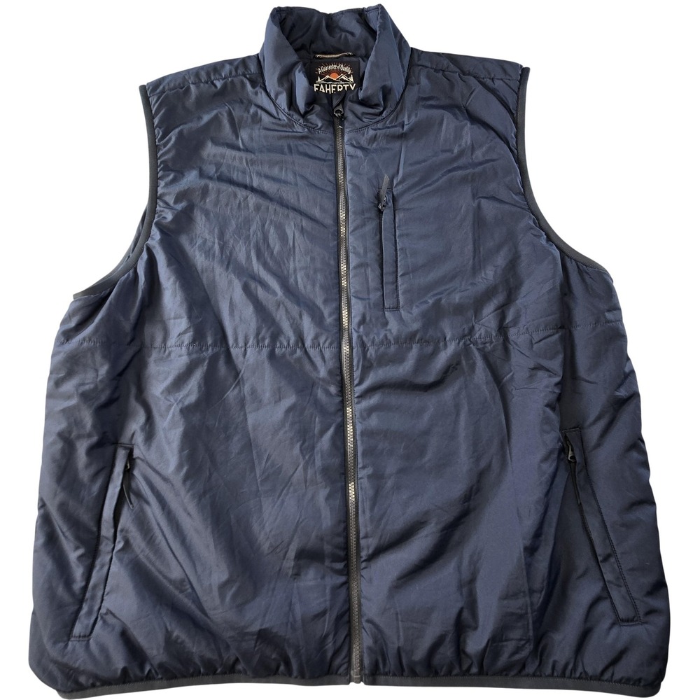Faherty Vest Mens 2XL Blue Puffer Jacket Full Zip Insulated Pockets Lined‎